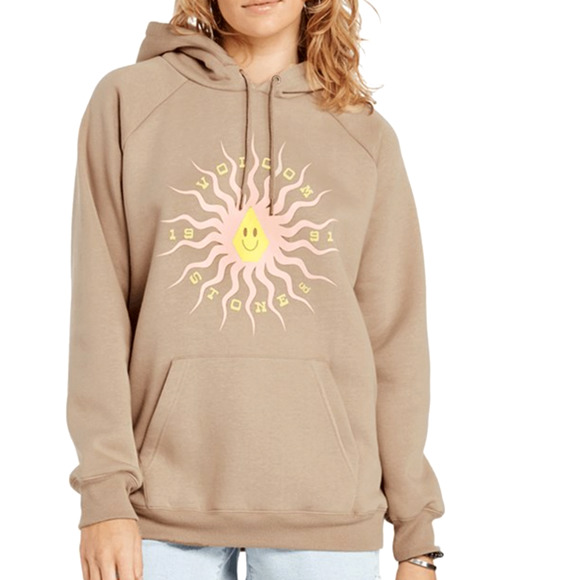 NWT Volcom Truly Stoked BF Pullover Women's Stone Brown Sweatshirt S - Picture 1 of 8